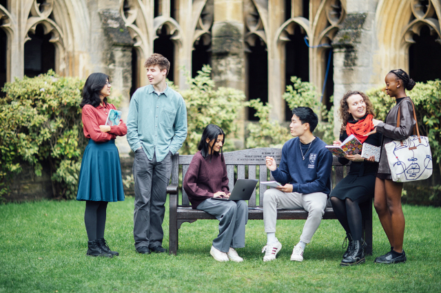 Students in the grounds of New College